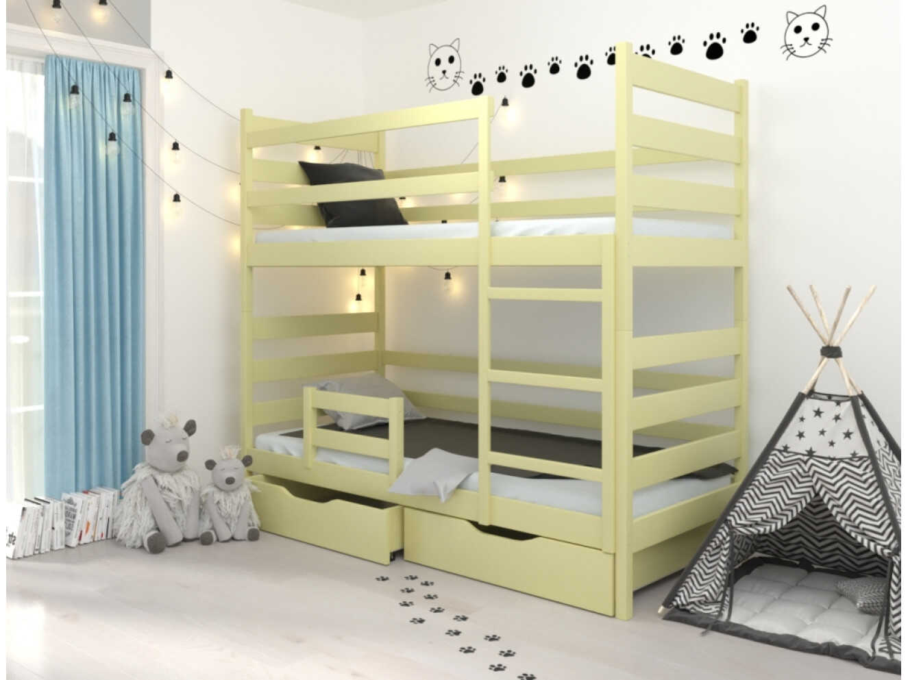 Ліжко Амелі (масив бука) Колір RAL (білий, сірий тощо)