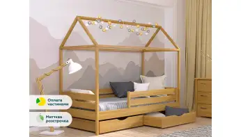 Детская кровать домик с дерева Амми (бук) Натуральный