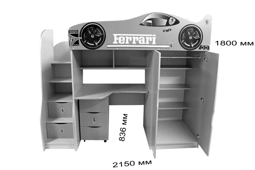 Ліжко Горище машина МакКвін / McQUEEN