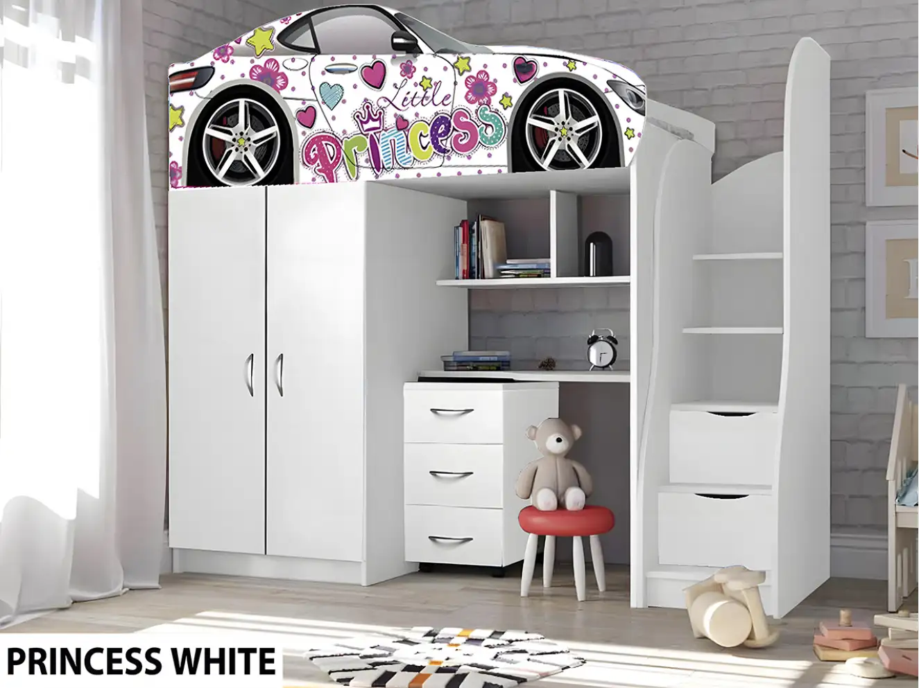 Ліжко Горище машина Принцеса / PRINCESS