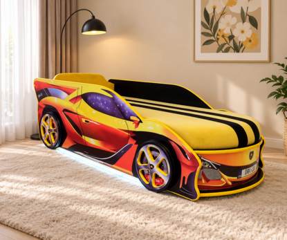 Детская кровать машина Люкс Суперкар желтый/ LUXE  