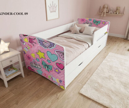 Детская кровать с ящиком и бортиком Киндер Кул 09 Абстракция / KINDER-COOL