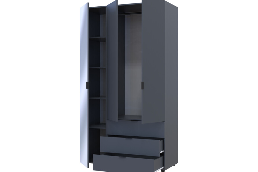 Шафа для одягу Гелар Графіт 2ДСП/Дзеркало