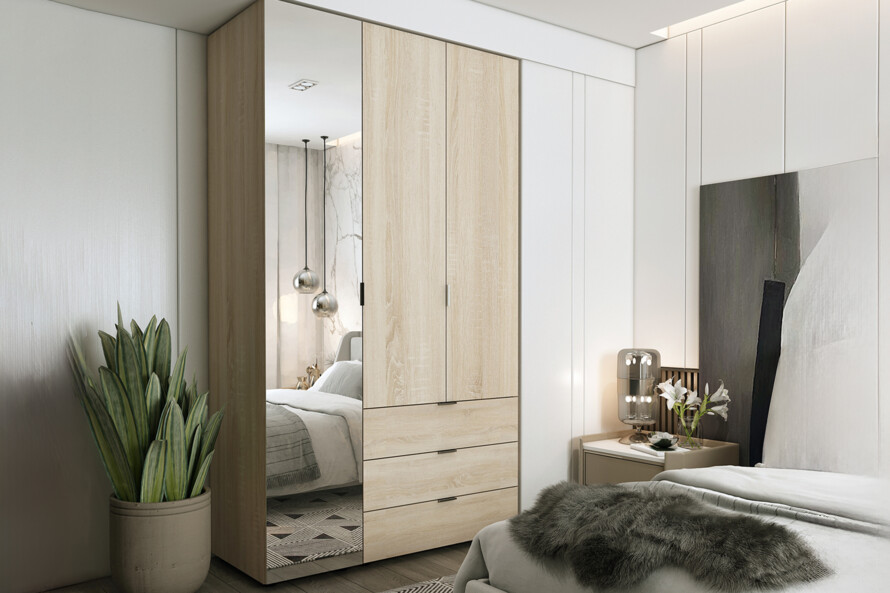 Шафа для одягу Гелар Дуб сонома 2ДСП/Дзеркало