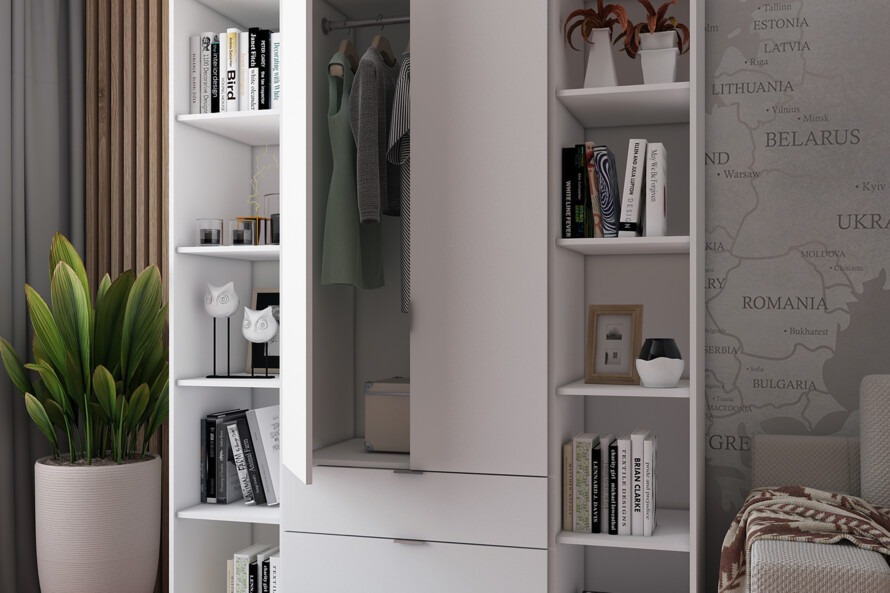 Комплект Гелар с 2 Этажерками Белый 2 ДСП