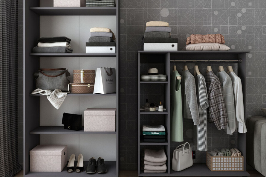 Шафа для одягу Промо / Promo з полицями Графіт 2 ДСП