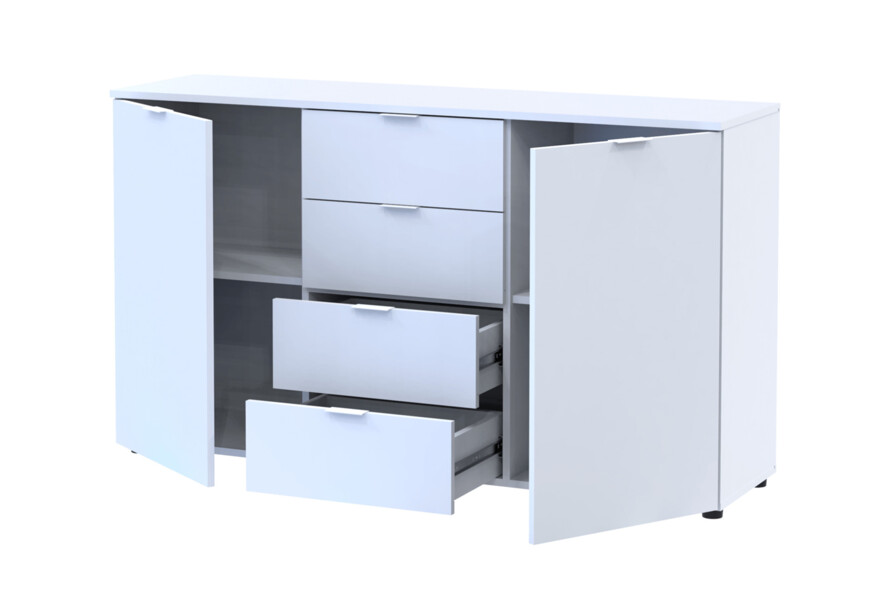 Комод Рон 5 Белый 2 фасада 4 ящика