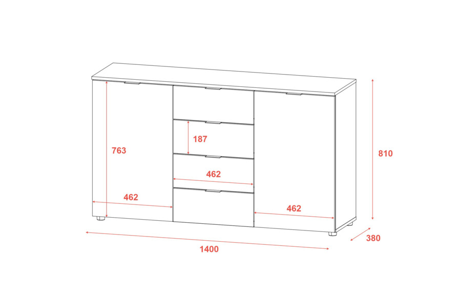 Комод Рон 5 Графіт 2 фасади 4 шухляди