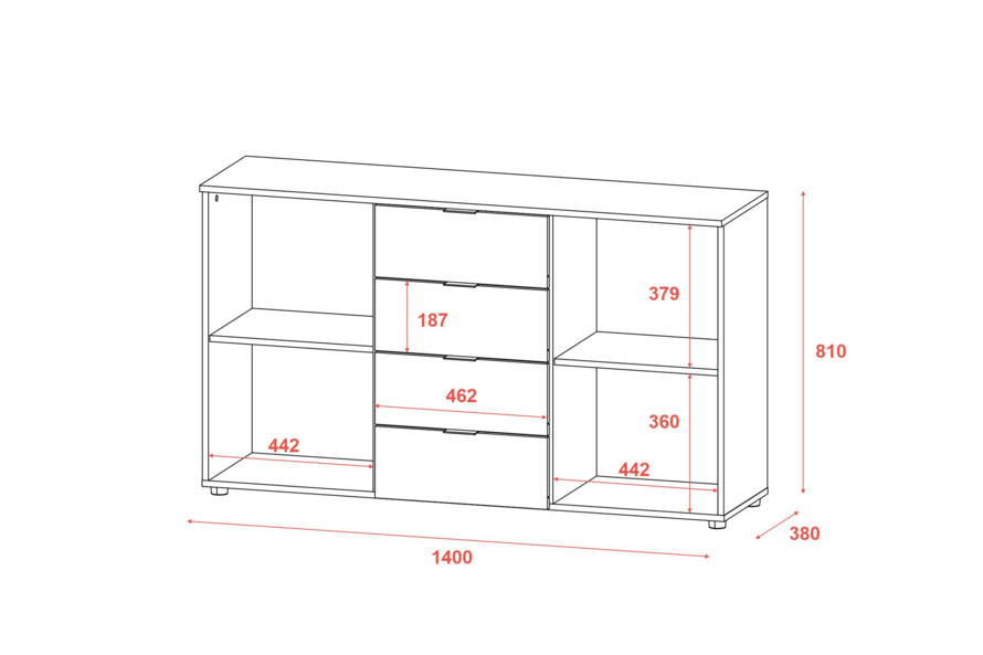 Комод Рон 5 Графіт 2 фасади 4 шухляди