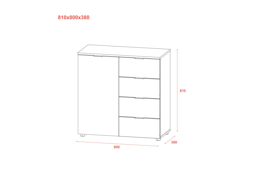 Комод Рон 1 1 фасад 4 ящика Графит