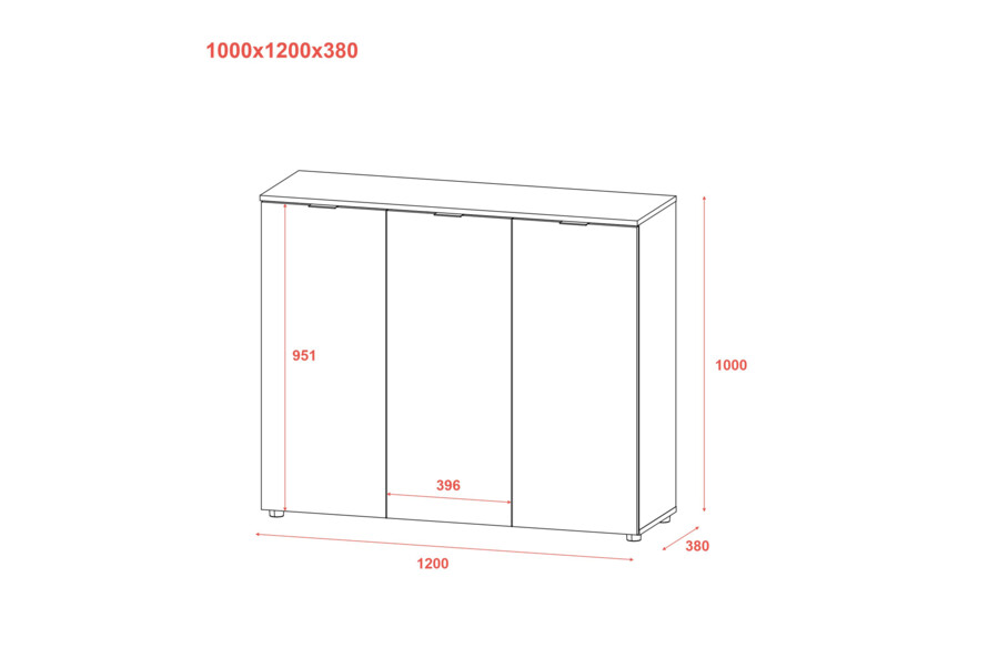 Комод Рон 6 3 фасада Графит