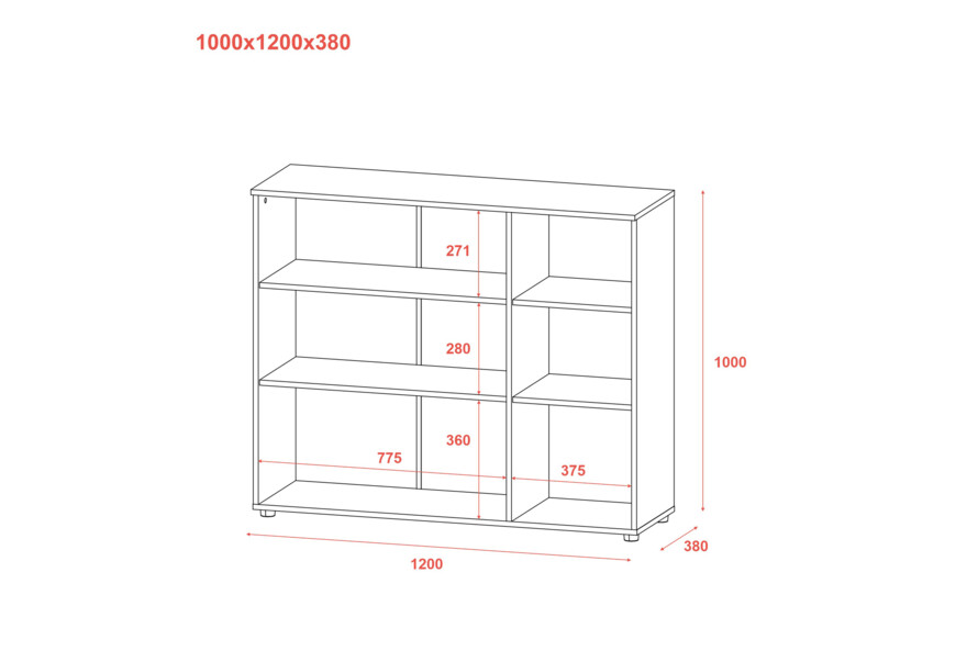 Комод Рон 6 3 фасада Графит