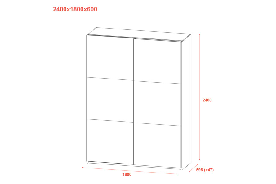 Шафа купе G-Caiser Графіт 2 ДСП / 3 частини