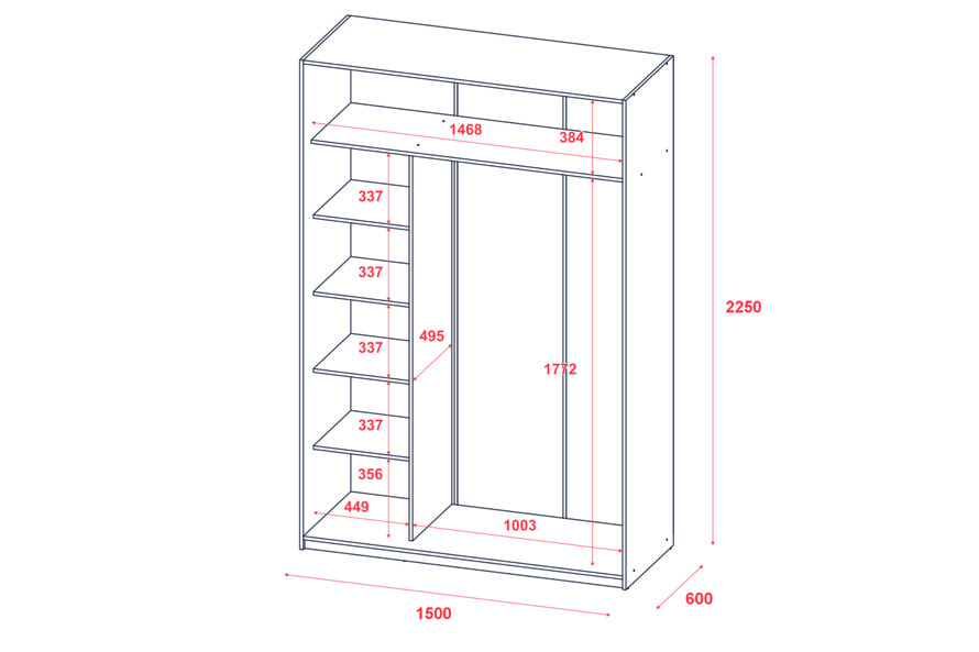 Шафа купе Сіті Лайт Дуб Cонома 2 ДСП велика