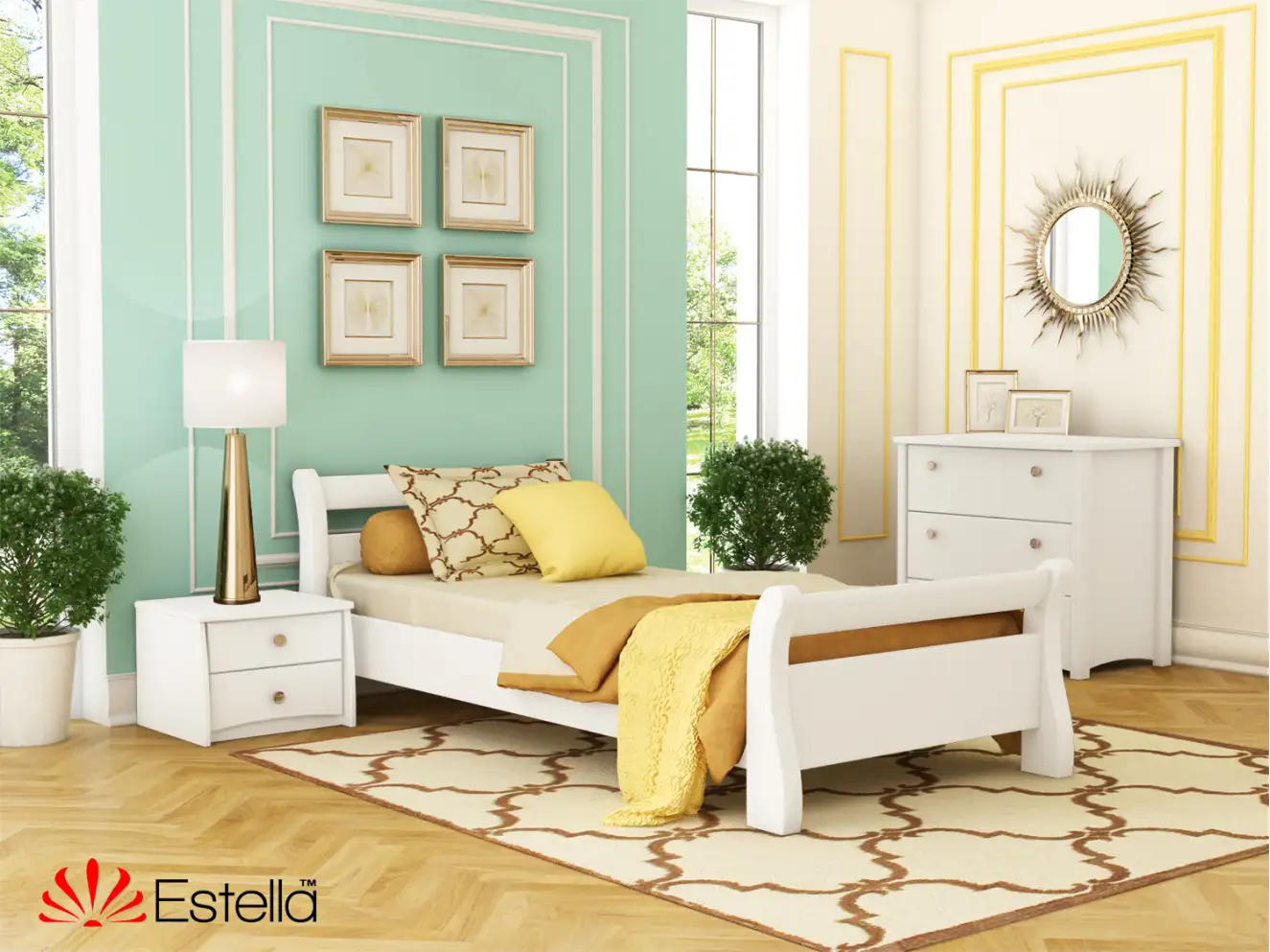 Кровать с дерева Диана (бук) Цвет Белый