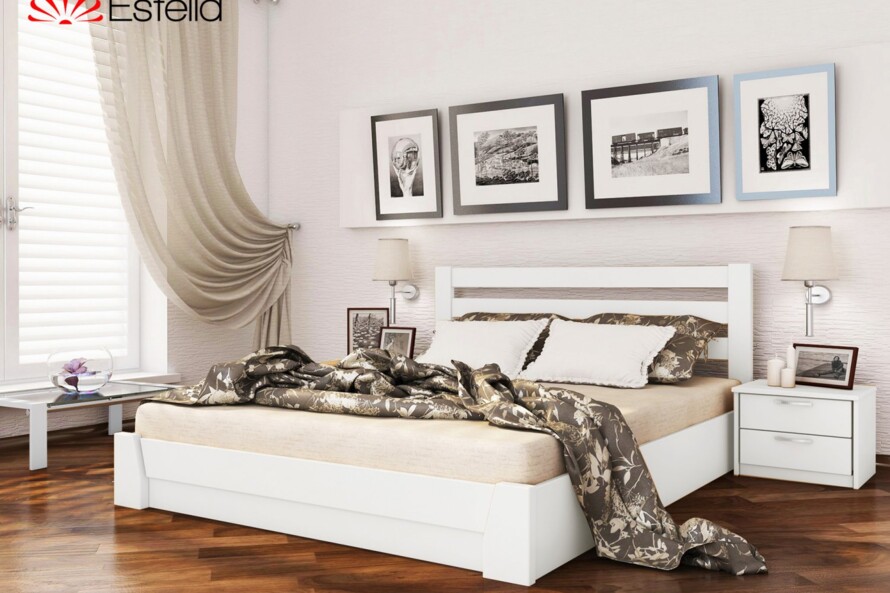 Кровать с дерева Селена (Щит Бука) Цвет Белый