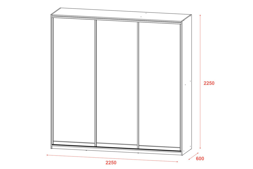 Шафа купе Сіті Лайт Біле дерево 3 ДСП велика
