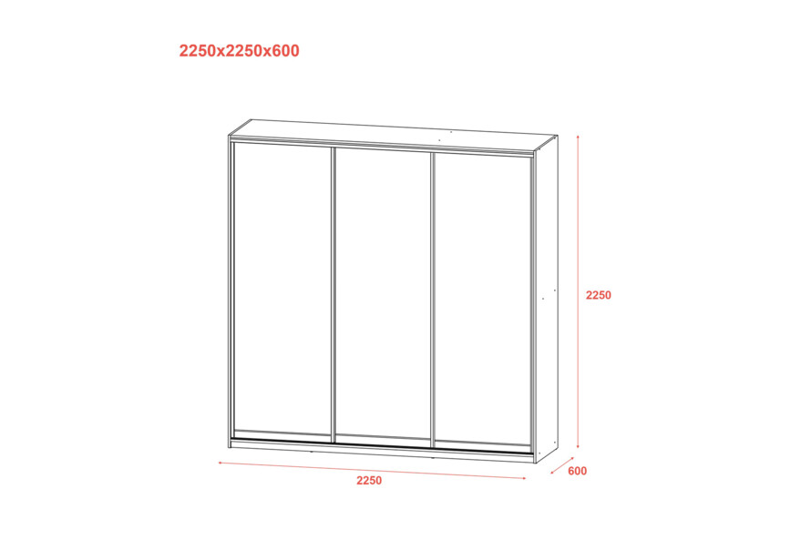 Шкаф купе Сити Лайт Дуб сонома 3 ДСП большой