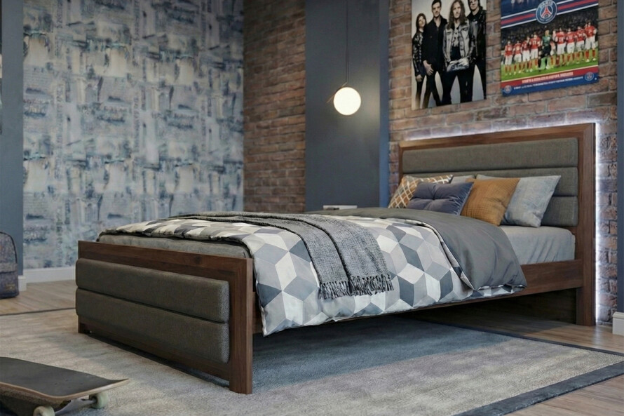 Ліжко з м`яким узголів`ям Барселона Колір RAL (білий, сірий тощо)