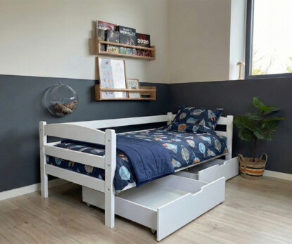 Дитяче ліжко з бортиком Лілу (бук) Білий