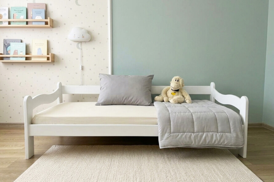 Дитяче ліжко з дерева Злата (бук) Білий