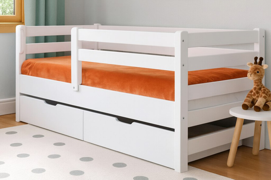 Дитяче ліжко з дерева Аврора (бук) Білий