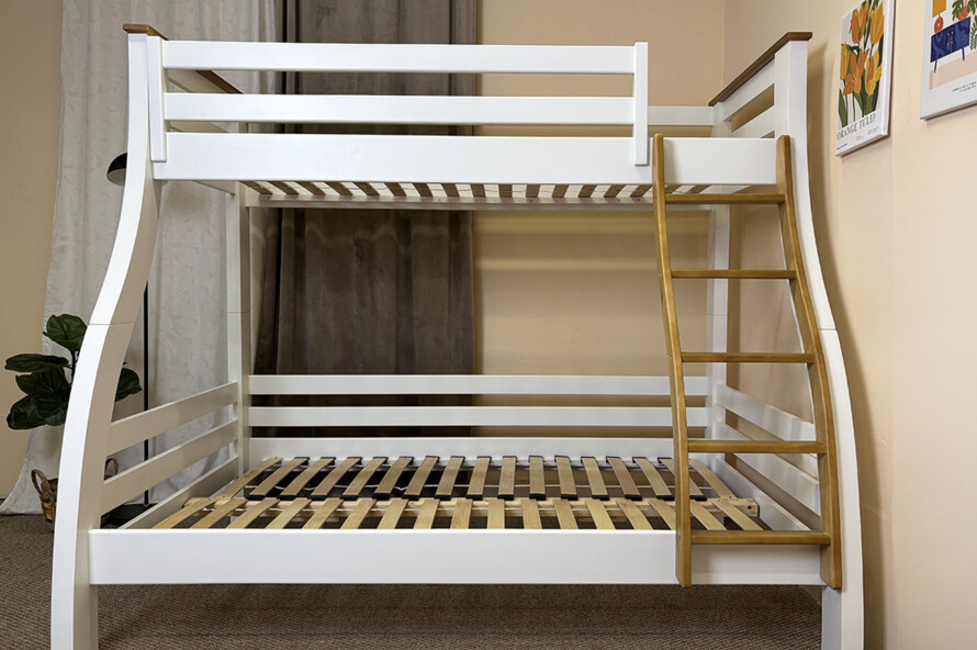 Ліжко двоярусне тримісне Аляска (Біле)