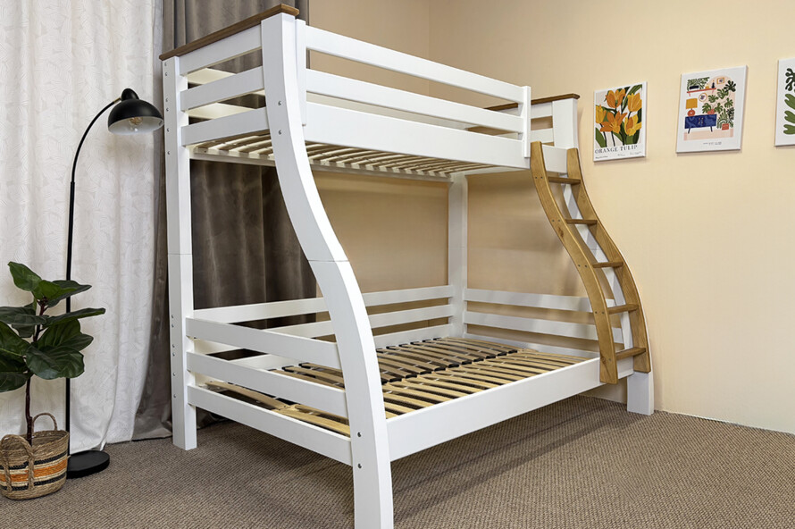 Ліжко двоярусне тримісне Аляска (Біле)