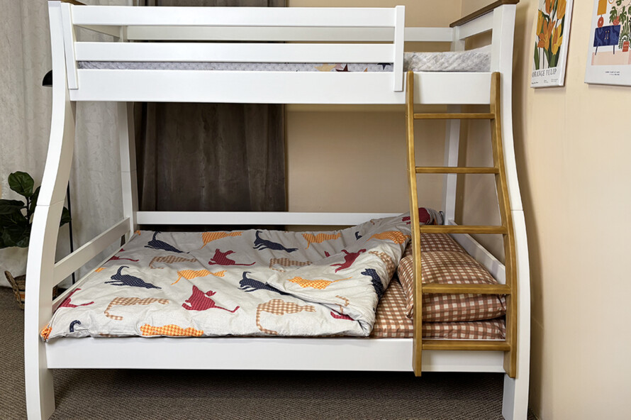 Ліжко двоярусне тримісне Аляска (Біле)