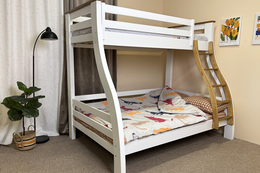 Ліжко двоярусне тримісне Аляска (Біле)