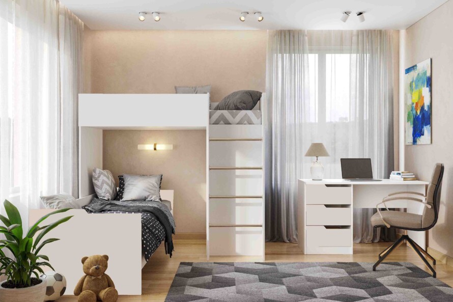 Ліжко дитяче Горище №3 / Bedroom 3 Колір Білий 