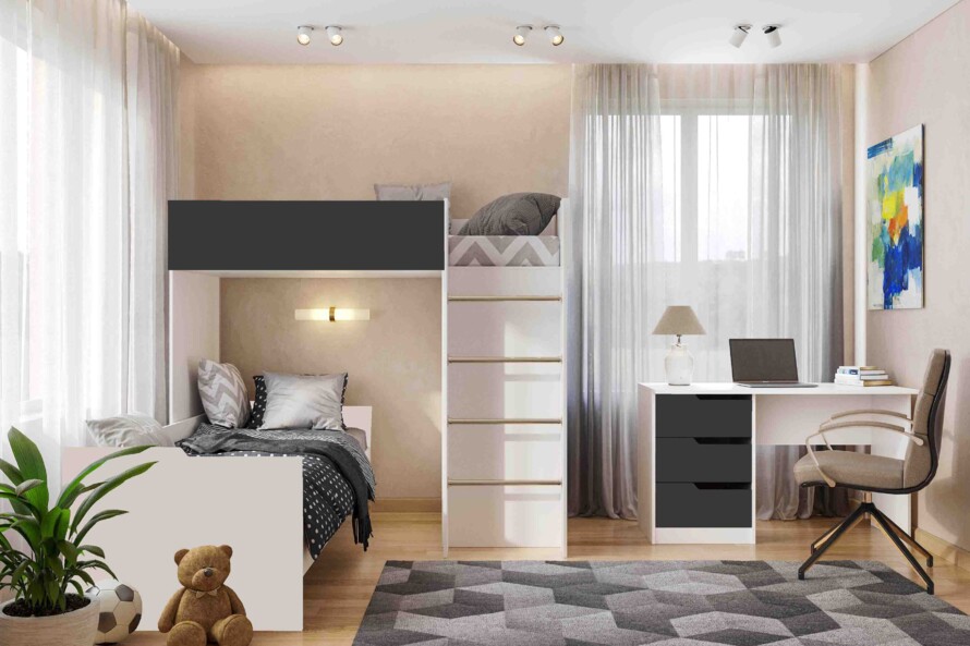 Ліжко дитяче Горище №3 / Bedroom 3 Колір Білий 