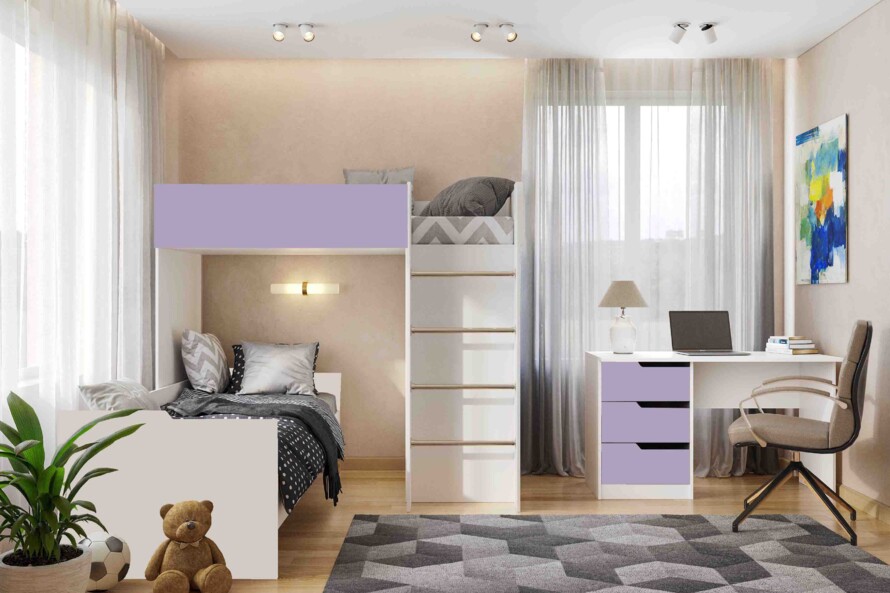 Ліжко дитяче Горище №3 / Bedroom 3 Колір Білий 