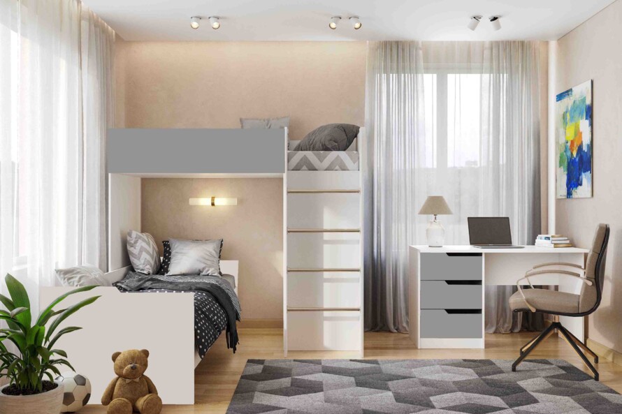 Ліжко дитяче Горище №3 / Bedroom 3 Колір Білий 