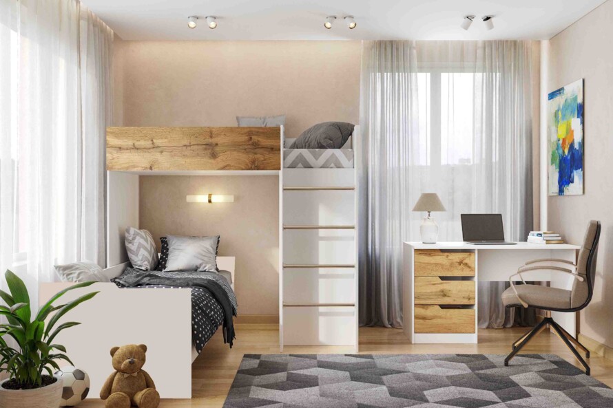 Ліжко дитяче Горище №3 / Bedroom 3 Колір Білий 