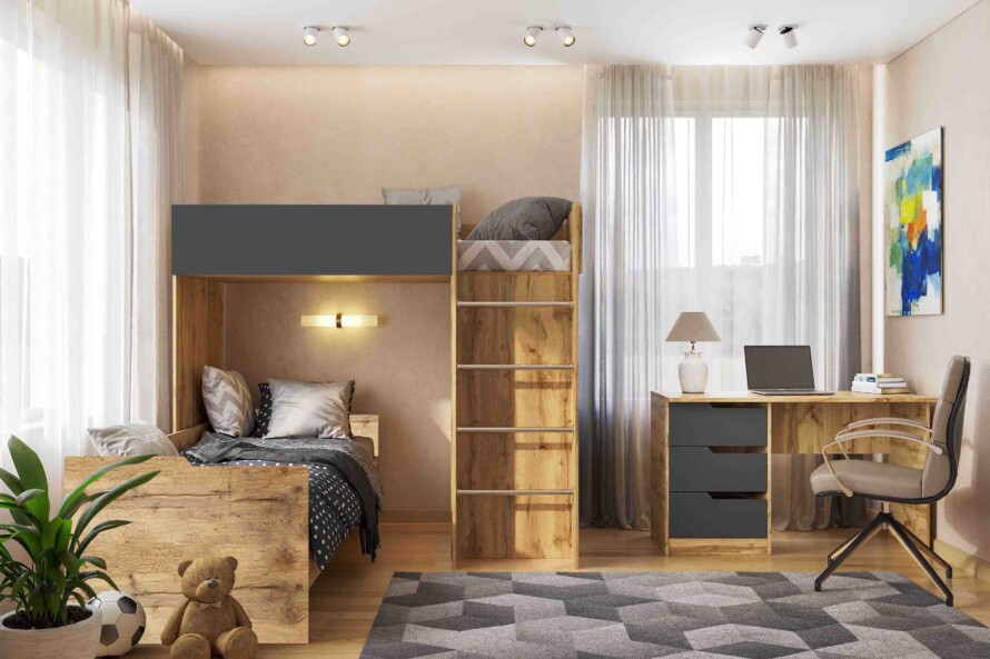 Ліжко дитяче Горище №3 / Bedroom 3 Колір Тахо 