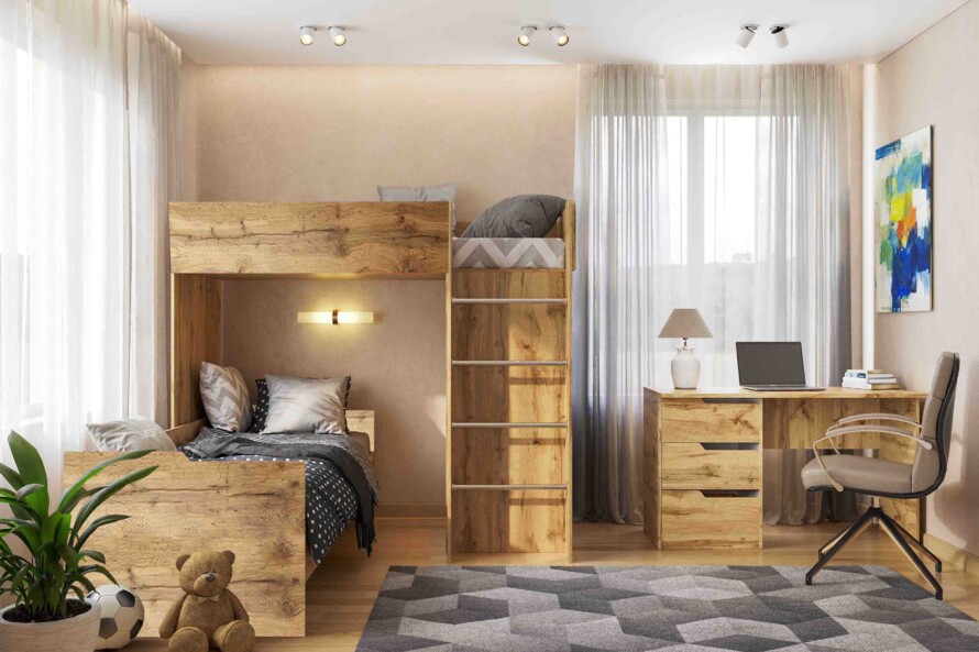Ліжко дитяче Горище №3 / Bedroom 3 Колір Тахо 