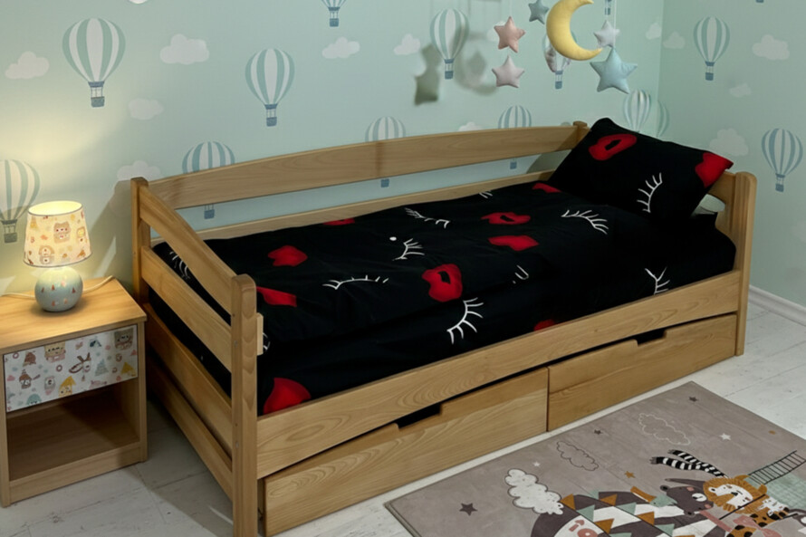 Ліжко дитяче з дерева Афіна (бук) Горіх Світлий 