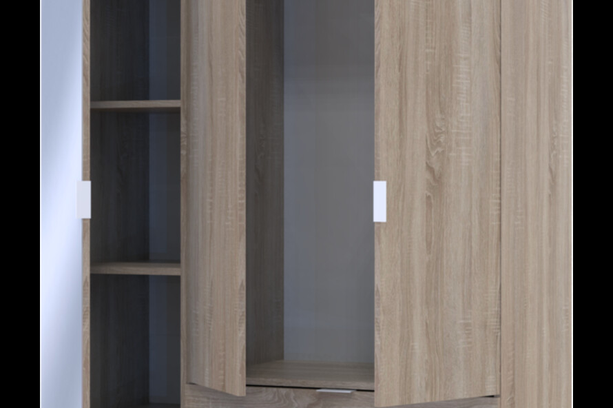 Шкаф для одежды Гелар Дуб сонома 2ДСП/Зеркало