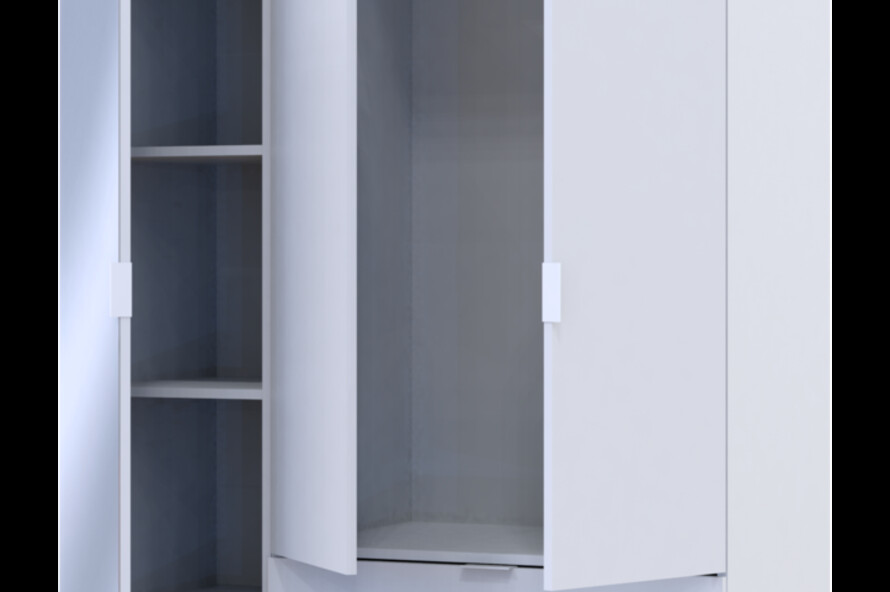 Шкаф для одежды Гелар Белый 2ДСП/Зеркало