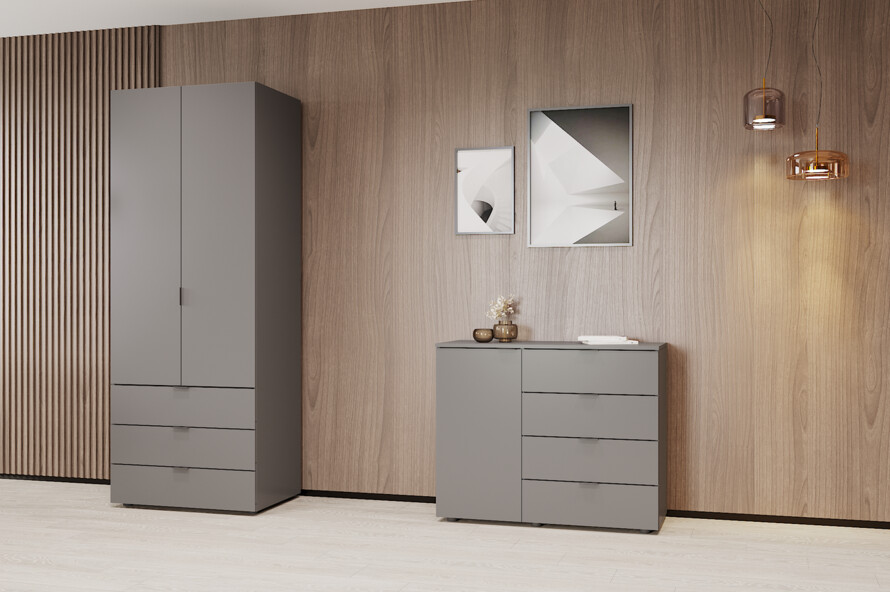 Распашной шкаф для одежды Гелар Графит 2 ДСП