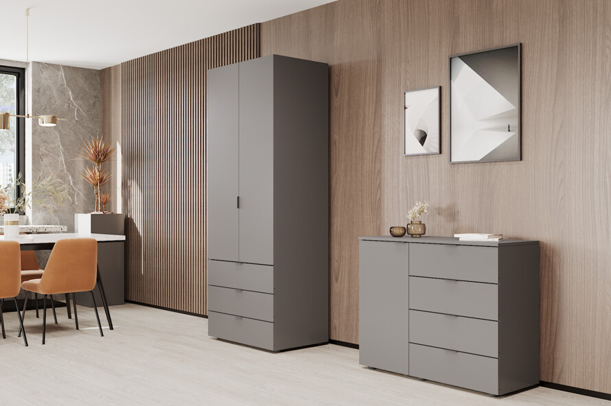 Распашной шкаф для одежды Гелар Графит 2 ДСП