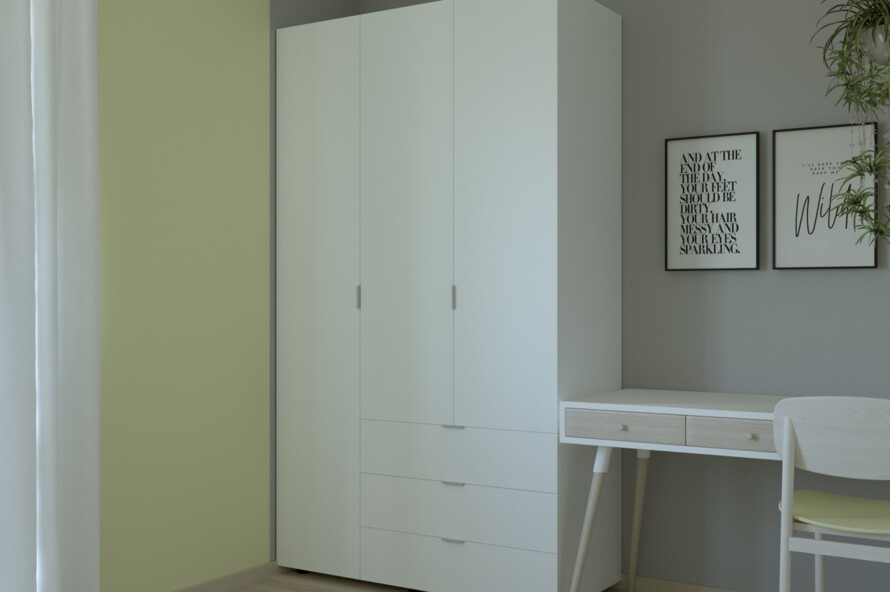 Розпашна Шафа для одягу Гелар Білий 3 ДСП