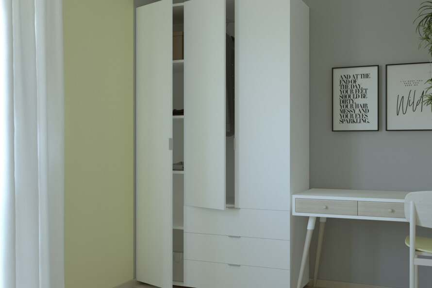 Розпашна Шафа для одягу Гелар Білий 3 ДСП