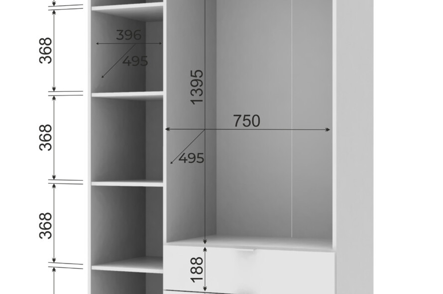 Розпашна Шафа для одягу Гелар Білий 3 ДСП