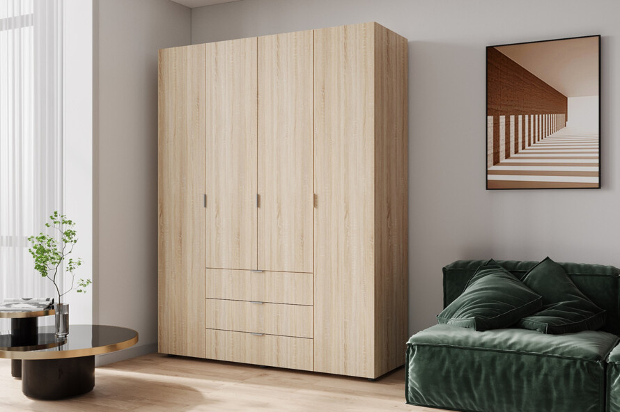 Розпашна Шафа для одягу Гелар Дуб Cонома 4 ДСП