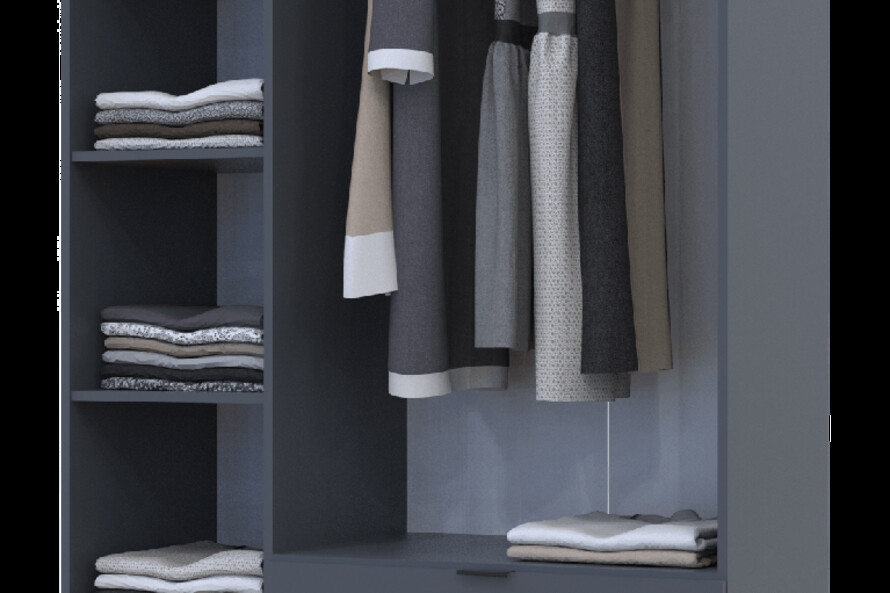 Распашной шкаф для одежды Гелар Графит 3 ДСП