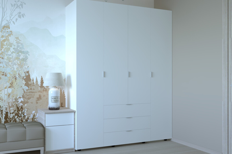 Розпашна Шафа для одягу Гелар Білий 4 ДСП