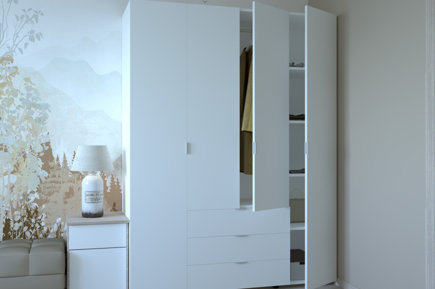 Розпашна Шафа для одягу Гелар Білий 4 ДСП