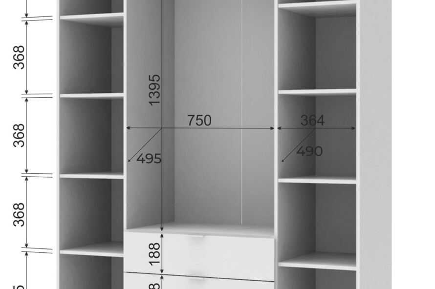 Розпашна Шафа для одягу Гелар Білий 4 ДСП